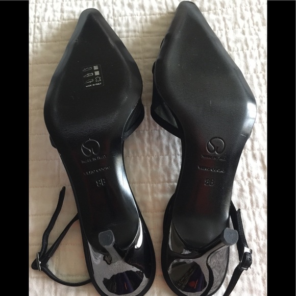 EUC St John black fabric/mesh metallic stilettos - Picture 5 of 13